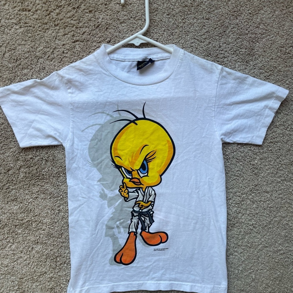 Youth Tweety Bird Karate Looney Tunes White T-Shirt Changes Size M